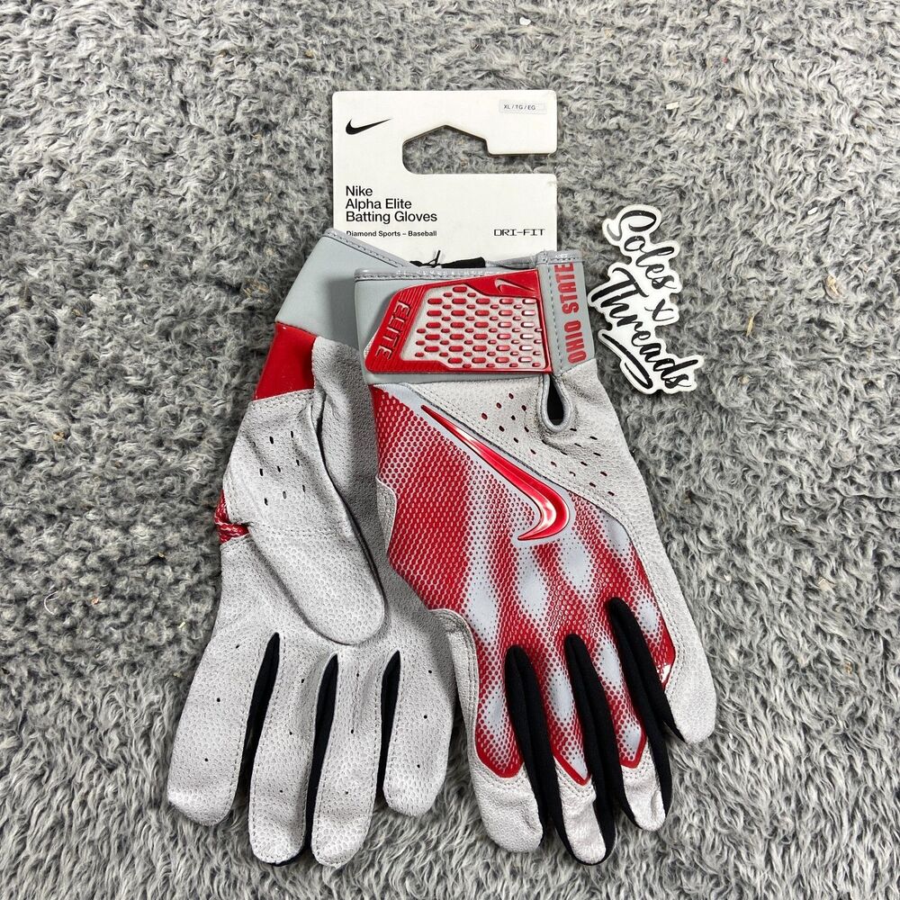Nike Alpha Elite PE Ohio State Buckeyes Batting Gloves Size XL Men FB4182-036
